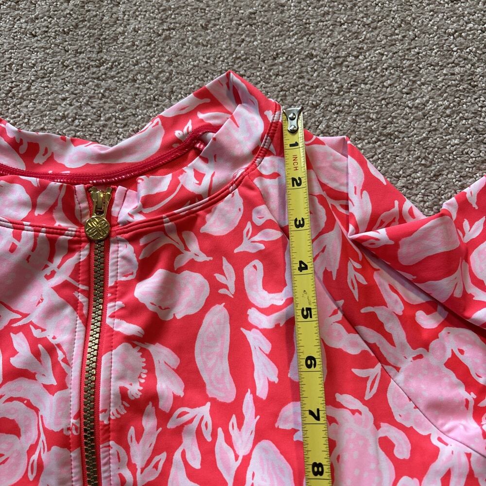 Lilly Pulitzer Royden Rashguard Zip Swim Top Crab Collab Pink Sz 16 MSRP $138 - Picture 6 of 8